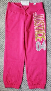 JUSTICE Kids Girls PINK Jogger Athletic Pants Large Sparkly RHINESTONES sz 6 NWT - Picture 1 of 4