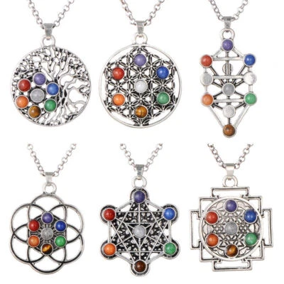 7 чакр драгоценных камней бисер исцеления точка лозоисцеления Рейки подвеска ожерелье - Изображение 1 из 4