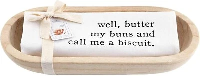 Cuenco de pan de paulownia Mud Pie con toalla Foto 1 de 2