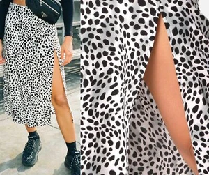 NWT Motel Saika Black White Dalmatian Midi Skirt Size: M - Picture 1 of 10