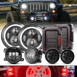 8pc Combo For Jeep JK 07-17 Tail Light 7" LED Headlight Fog Lamp Turn Signal Kit - Picture 1 of 12