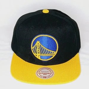 Golden State Warriors Hat Mitchell & Ness NBA Core Basic Snapback Cap Yellow Blk - Picture 1 of 10