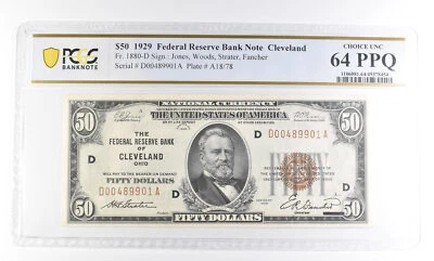 1929 $50 Cleveland OH Fed. Reserve Bank Fr#1880-D Choice Unc 64 PPQ PCGS *2514 - Image 1 of 3