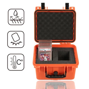 Orange Graded Card Storage Box Deep Travel Waterproof Case Slab Holder Protector - Picture 1 of 9