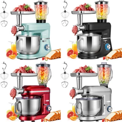 Mezclador de pie de comida 3 en 1 tazón de acero inoxidable picadora de carne licuadora exprimidor velocidad 6 cuartos Foto 1 de 4