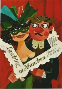 Original vintage poster CARNIVAL MUNICH FASCHING 1967 - Picture 1 of 1