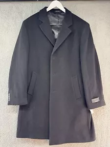 Perry Ellis Portfolio Men's Trench Coat Black Softshell Buttons 44R EUC - Picture 1 of 7