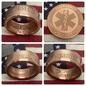 Servicios médicos de emergencia EMS 1oz Anillo de monedas de cobre EMT Ambulancia paramédica - Imagen 1 de 9