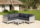 Corner Lounge Set, Grey Wash Teak Hardwood Garden Furniture Patio Outdoor Sofa
