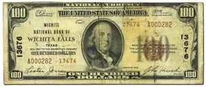 1929 $100 National Banknote Ch.13676 Wichita TX TYPE 2 Choice Fine (census=6) - Picture 1 of 4