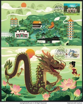 SINGAPORE 2025 ZODIAC DRAGON & JURONG LAKE GARDENS ARTPRINT MAXICARD OF 1 STAMP - Image 1 of 4