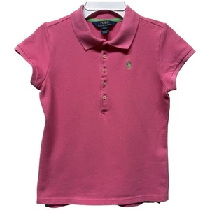 Polo Ralph Lauren Girls Top Polo Shirt Size L 12 14 Pink Cotton Knit Preppy - Picture 1 of 21