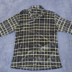 90's Velour Wilke Rodriguez Shirt Soft Fuzzy Mens M Black - Picture 1 of 6