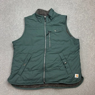 Carhartt Jacket Womens Large Green Fleece Lined Nylon Padded Vest Gilet Lady - Image 1 of 4