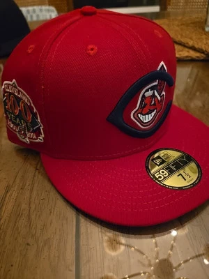 Cleveland Indians New Era Fitted Hat, MLB 5950 Chief Wahoo 100 Years... - Image 1 of 4