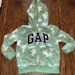 Boys Baby Gap Full Zip Jacket Navy Blue Logo Tie Dye Green White Sz 4 Unisex - Picture 1 of 7