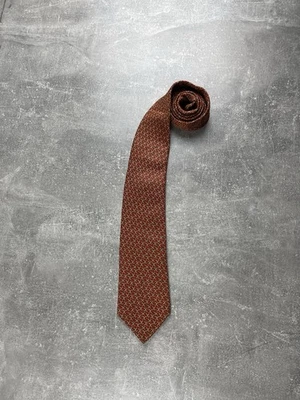 Corbata de seda Bvlgari Handcarafted base naranja beige cruz geométrica 6 perlas hecha IT Foto 1 de 4