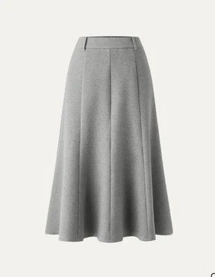 Saia midi OGL FuzzLuxe mistura de lã cintura alta bainha guarda-chuva tamanho XS cinza - Imagem 1 de 4