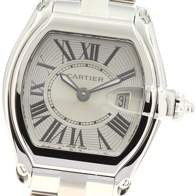 Reloj de cuarzo para dama Cartier Roadster SM W62016V3 fecha esfera plateada_911226 Foto 1 de 4