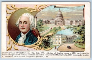 1908 GEORGE WASHINGTON DISTRICT of COLUMBIA DC PATRIOTIC R.M. DONALDSON POSTCARD - Picture 1 of 2