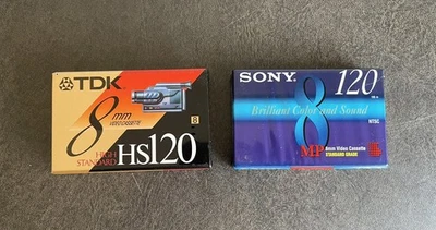 Fitas cassete de vídeo TDK e Sony 8mm em branco (lote de 2) NOVO LACRADO - Imagem 1 de 4