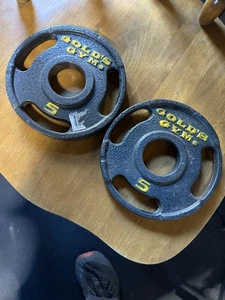 Gold’s Gym 5 Lb. Pound Olympic Easy Grip Weight Plate Cast Iron 2” Hole Pair 10 - Picture 1 of 3