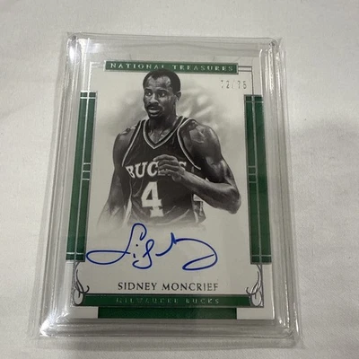2017-18 Panini National Treasures 72/76 Sidney Moncrief autógrafo Bucks Foto 1 de 2