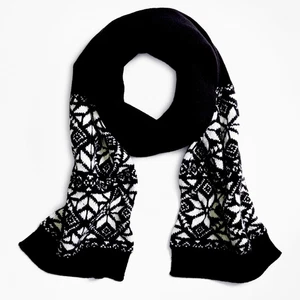 Brooks Brothers Kids Wool Scarf Fair Isle Knit in Black & White NWT - Picture 1 of 4