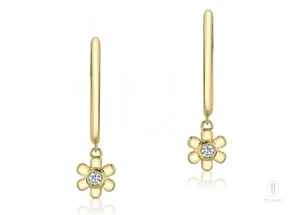 14k Gold 1.8 Gms. Diamond Flower Earrings - Elegant Floral Design for Women - Picture 1 of 6