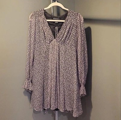 Celia Birtwell X Express Vintage Silk Babydoll Mini Dress, Size 8, Purple Multi - Image 1 of 4