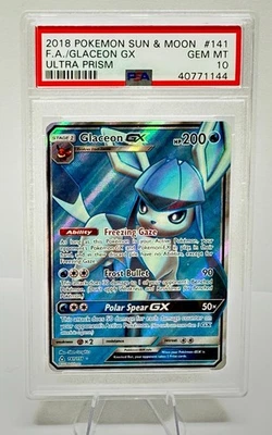 2018 POKEMON SUN & MOON ULTRA PRISM #141 FULL ART/GLACEON GX PSA 10 ENGLISH - Image 1 of 3