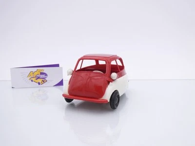 Modellauto # BMW Isetta weiß-dunkelrot ca. 15 cm lang Plastik RAR 70ger Jahre - Bild 1 von 4