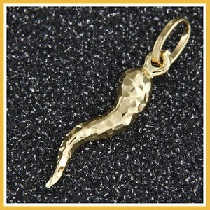 Ciondolo Ciondolo Ciondolo Ciondolo Oro Giallo Reale Cornicello Fortuna Buona Fortuna 18k 750 - Foto 1 di 7