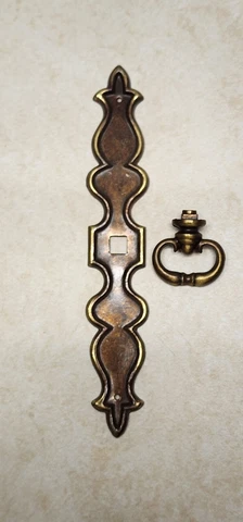 Vintage Amerock Furniture Clock Trim Antique Brass Key Knob Backplate 5 11/16" Cover