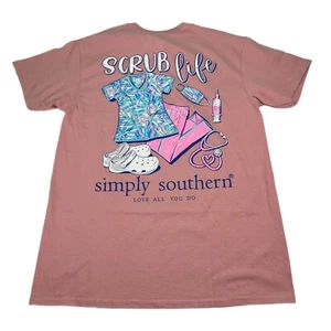 Simply Southern T-Shirt Womens Medium Dusty Pink Scrub Life Medical Nurse LPN - Picture 1 of 8