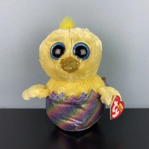 Ty Beanie Boos Megg Regenbogen Glitzer Ostereierschale gelb Küken Plüsch 6 Zoll - Bild 1 von 6