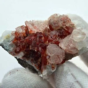 Rote Hämatit Quarz, UV Calcit Stufe Streep Mine, Goboboseb, Namibia 40*25*25mm - Bild 1 von 14