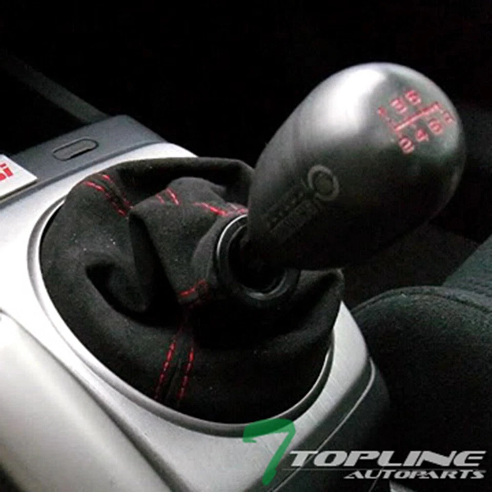 Topline For Mercury MT/AT Shifter Shift Boot Gear Cover - Black Suede Red Stitch Foto 1 de 2