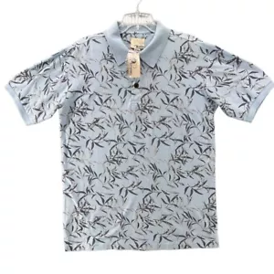 Hawaiian Sands Club Herren Poloshirt blau & grau geblümt M Baumwollmischung - Bild 1 von 8