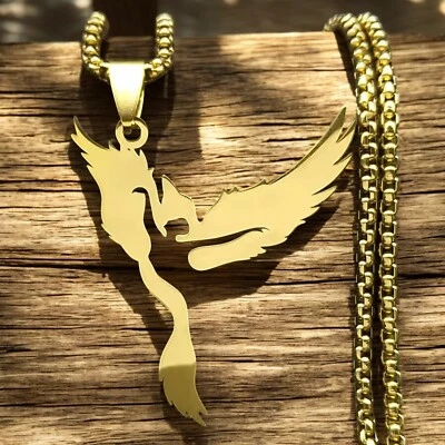 Colgante inspirador Phoenix Rising para mujer oro PVD acero inoxidable Foto 1 de 4