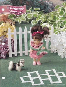 Crochet Pattern 4.5" Fashion Doll Baby WATERMELON SUNDRESS with Matching Purse - Picture 1 of 2