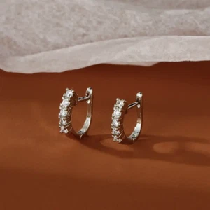 Damen Creolen mit zirkonia echt Sterling Silber 925 Ohrringe - Bild 1 von 3