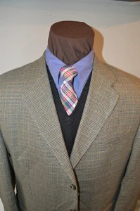 Ralph Lauren men's 3btn blue black tan houndstooth sport coat jacket blazer 46LT - Picture 1 of 4