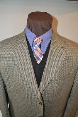 Ralph Lauren men's 3btn blue black tan houndstooth sport coat jacket blazer 46LT - Image 1 of 4