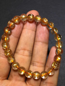 8mm Natural Gold Quartz Golden Hair Rutilated Titanium Crystal Bracelet