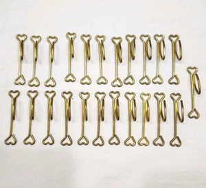 Vintage Brass Heart Drapery Hooks 1 inch Heading Curtain Hooks Kirsch Lot of 23 - Picture 1 of 7