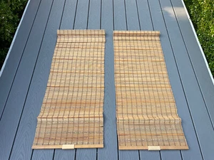 2 SMITH NOBLE CORDLESS BAMBOO WICKER WINDOW BLIND PULL DOWN ROMAN SHADES 19.5x50 - Picture 1 of 21