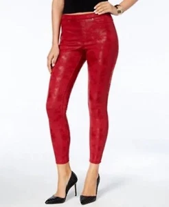 NWT Hue Women's Distressed Metallic Leggings Red Size Medium - Picture 1 of 14