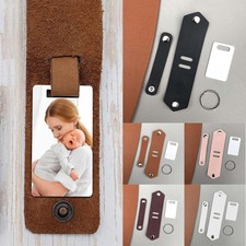 DIY Key Chain Thermal Transfer Picture Card Photo Keychain Leather Cover