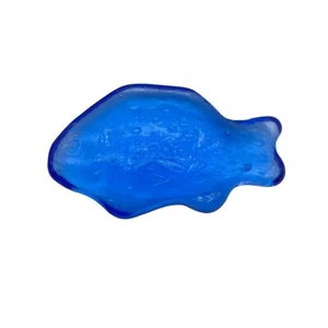 Figura peso carta pesce vetro arte blu cobalto piccolo lato liscio - Foto 1 di 5